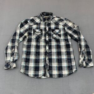 Buckle Bke Vintage Pearl Snap Shirt Medium Plaid Patches Winston State Champs